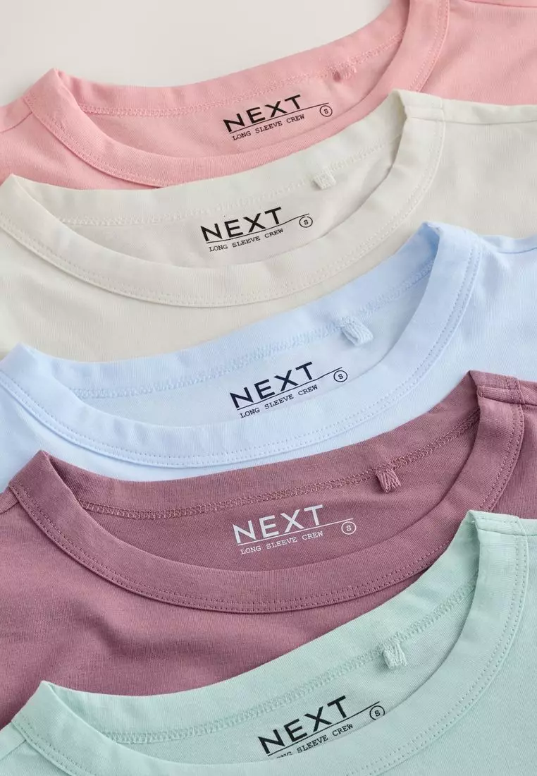 100% Cotton Long Sleeve T-Shirts 5 Pack