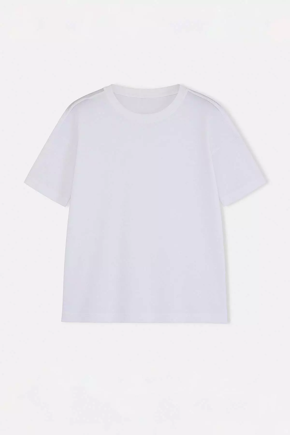 White Oversized /Wide Cut Pique Basic T-Shirt Tmnss26Ts00022