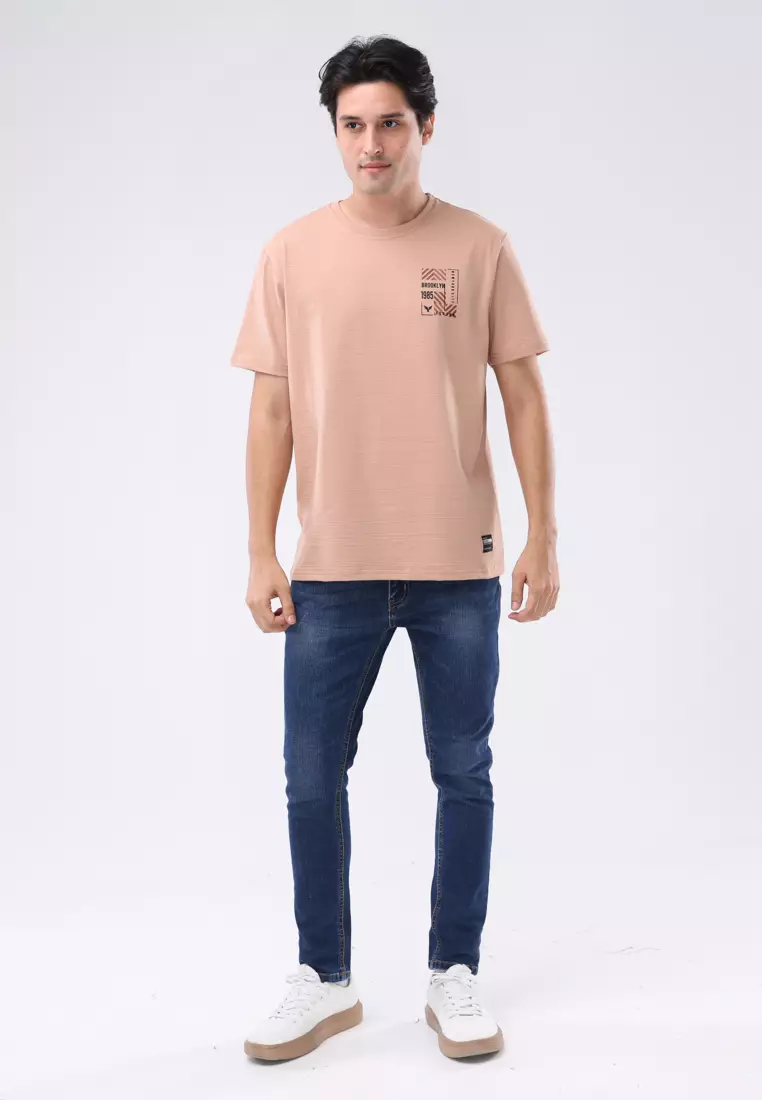 Round Neck Streaky Short Sleeves