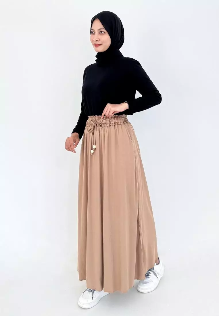 Basic Cotton Skirt (Rok Panjang A-Line) COKLAT