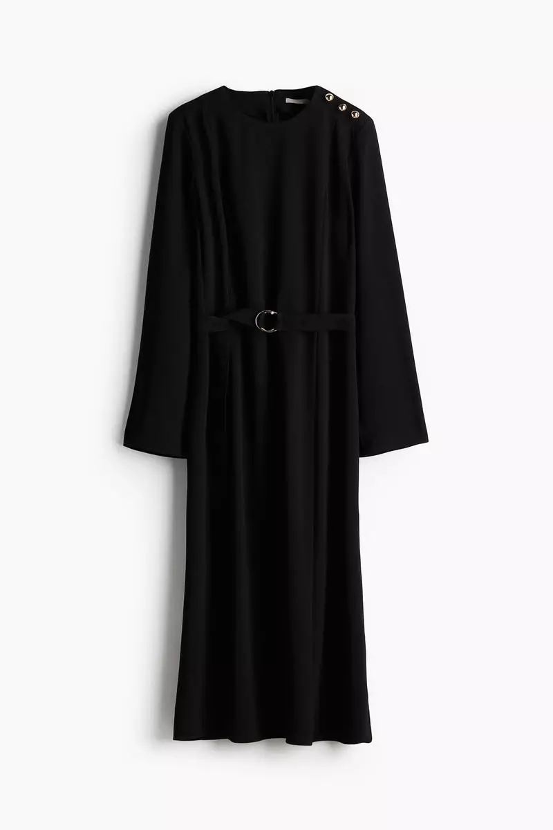 Belted twill dress