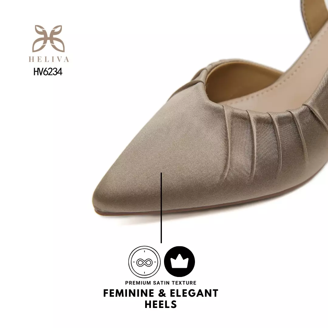 HELIVA LOWIN Formal Satin Heels with Refined Pointed Toe & Slingback Fit HV6234