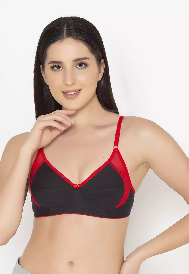 Buy Clovia Non-Padded Non-Wired Full Cup Bra in Black - Cotton Online