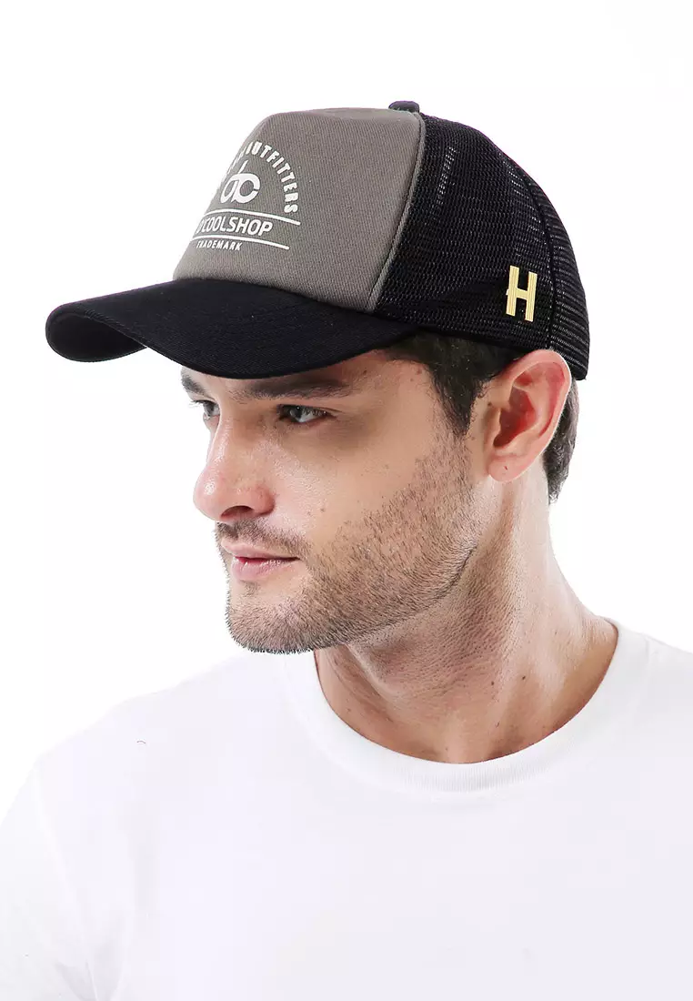 Raesan Topi Baseball Jaring Aksesoris Fashion Pria Adjustable Strap Material Polyester ORIGINAL - Gray Black