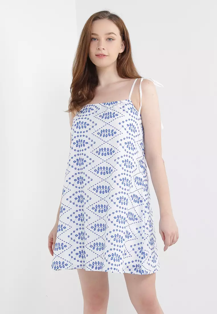 Woven Square Collar Strap Dress