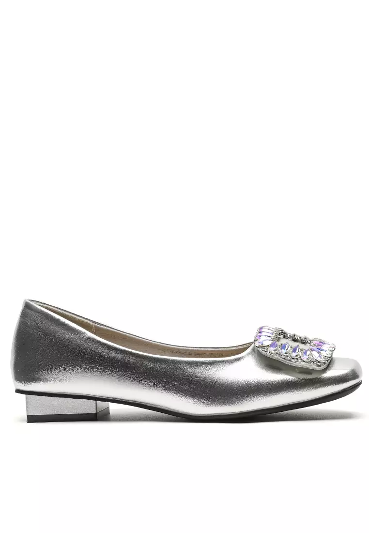 Discount on Twenty Eight Shoes  shoes - SKU: Rhinestone Square Buckle Flat Shoes Ww880-1