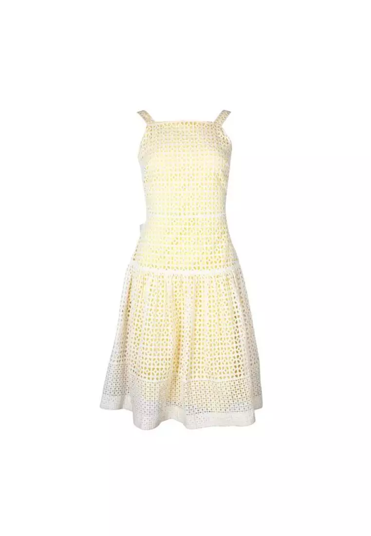 Carolina herrera yellow outlet lace dress