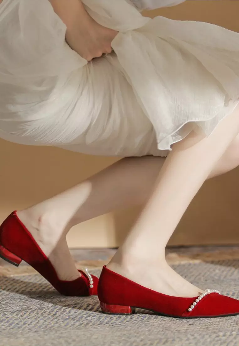 2.5CM Beaded Suede Low Heels IF21004