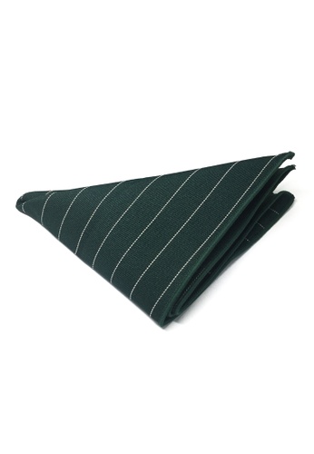 Splice Cufflinks green Bars Series Thin White Stripes Dark Green Cotton Pocket Square SP744AC66DLLSG_1