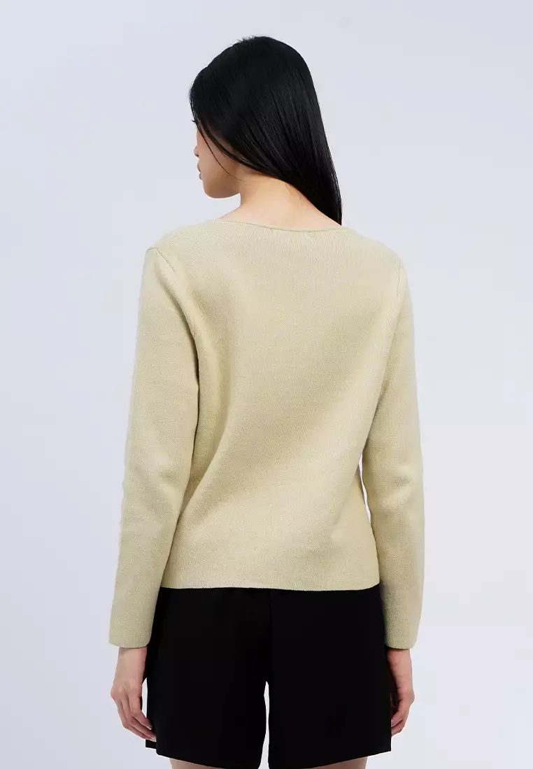 Contrast Button V-Neck Cardigan