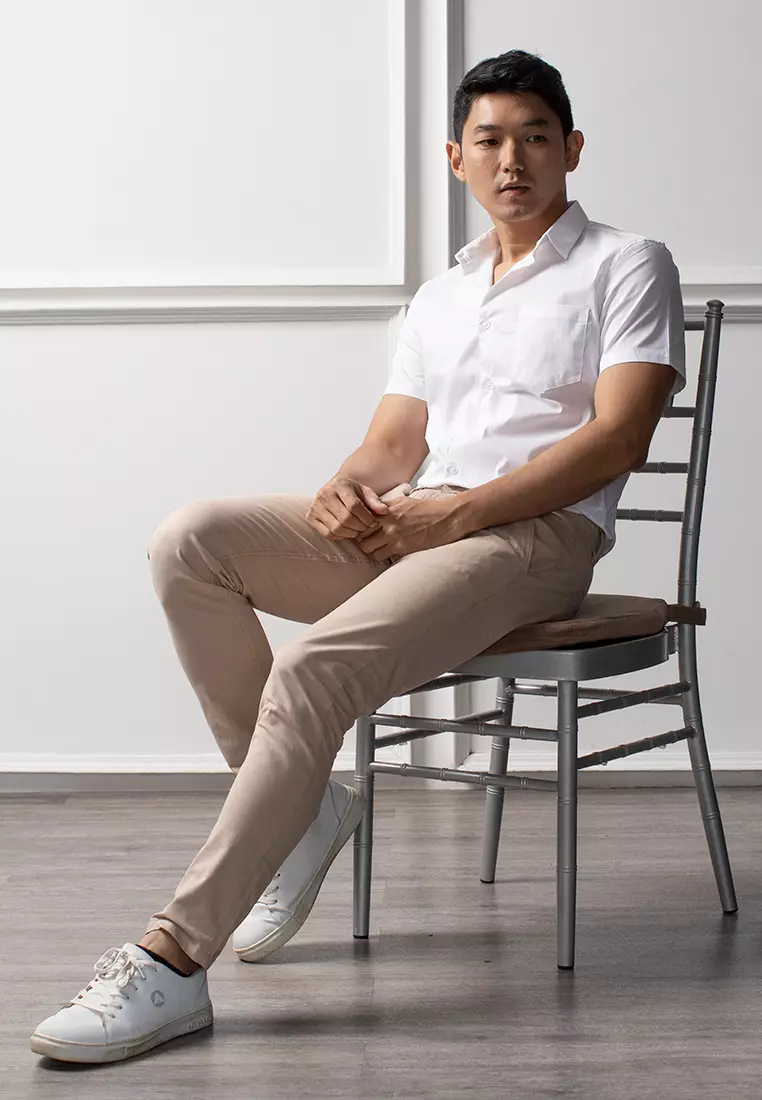 Kemeja Tangan Pendek Formal Stretch Oxcon White