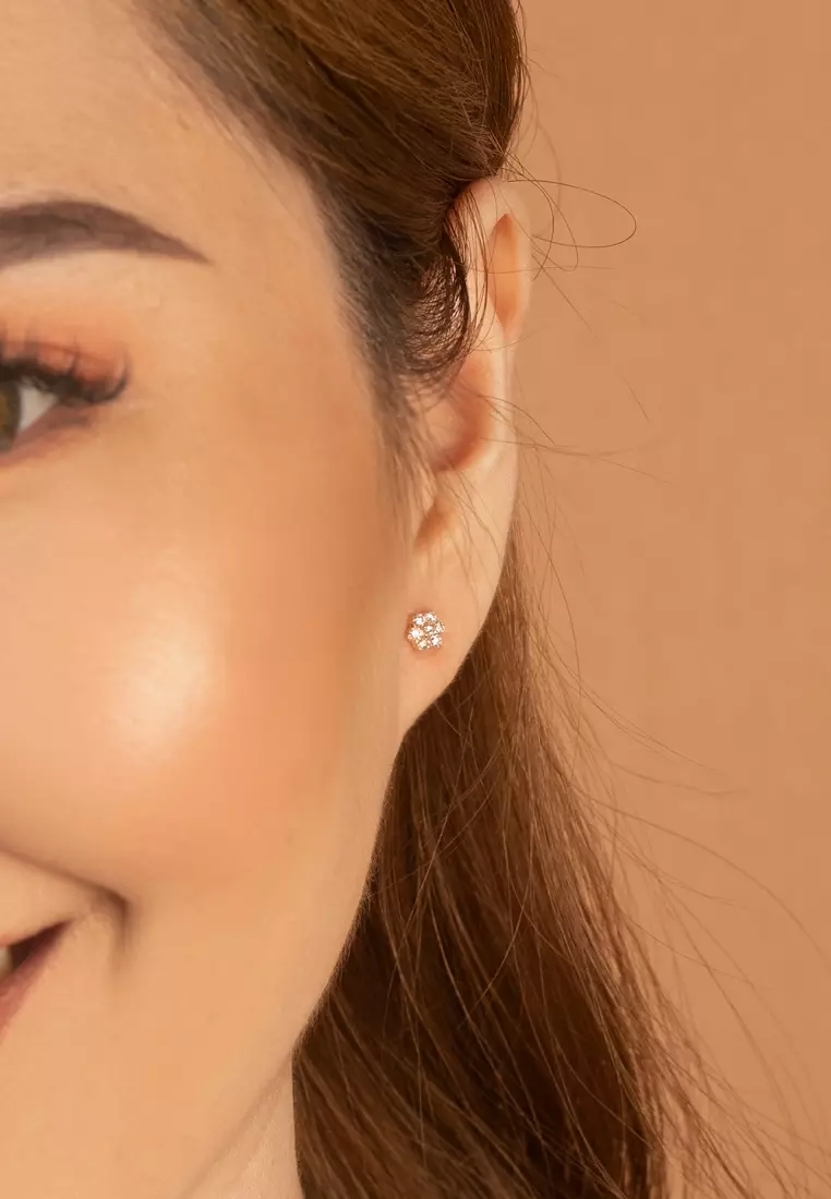 Flower Studs Earrings 14k Gold