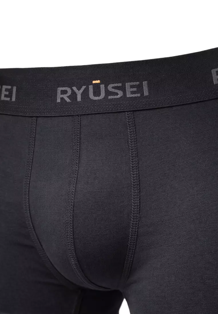 Ryusei Boxer Katun Spandex 3 Pcs - Black Collection | Jahitan Seamless
