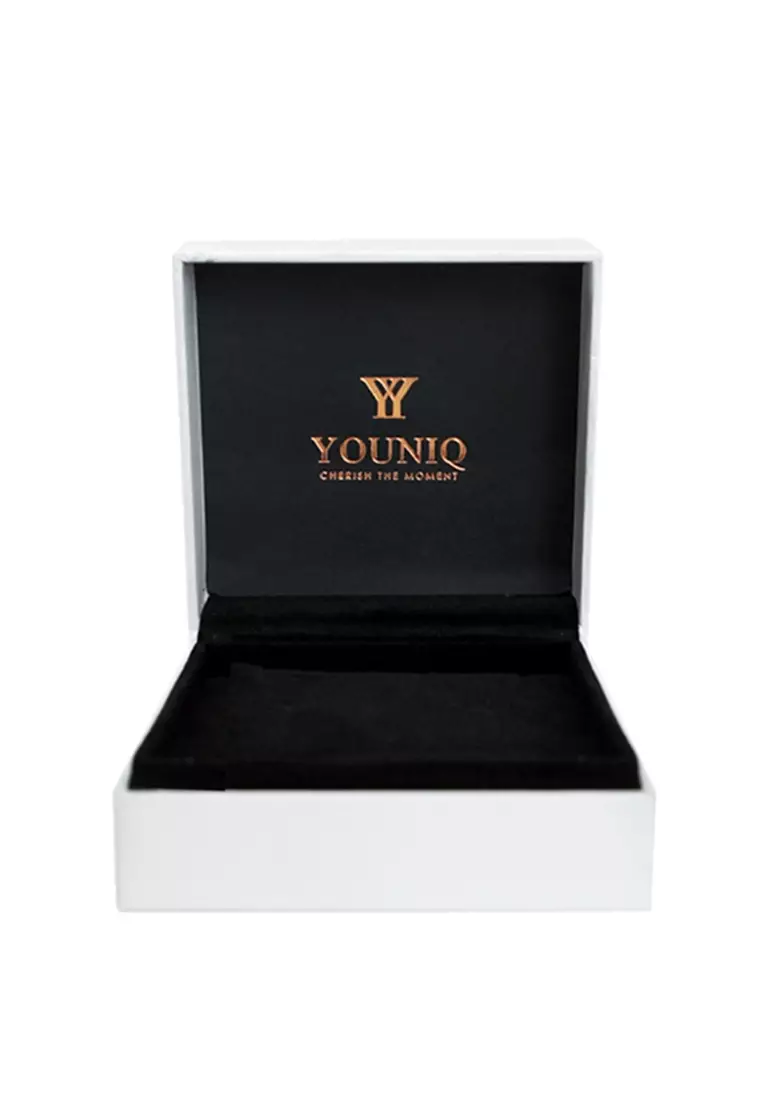 YOUNIQ MOET 18K Gold Titanium Steel Chain Bracelet with Heart Cubic Zirconia Stone Dangle