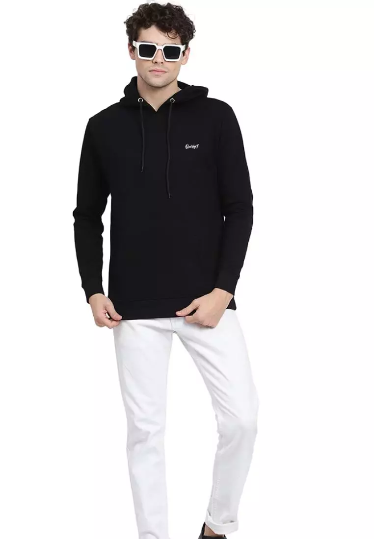 Mens Hardcore Skull Graphic Print Black Cotton Relaxed Fit Training Hoodie