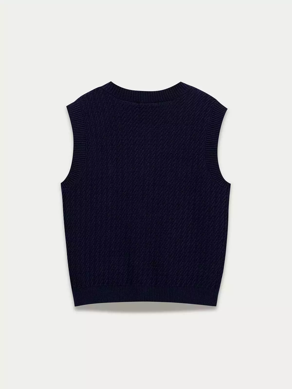 Buttoned Knit Top - Navy