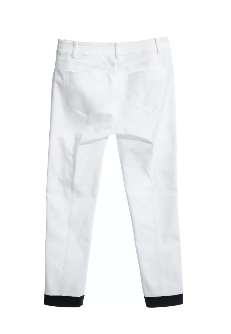 Slim Fit Smart Pants With Contrast Hem
