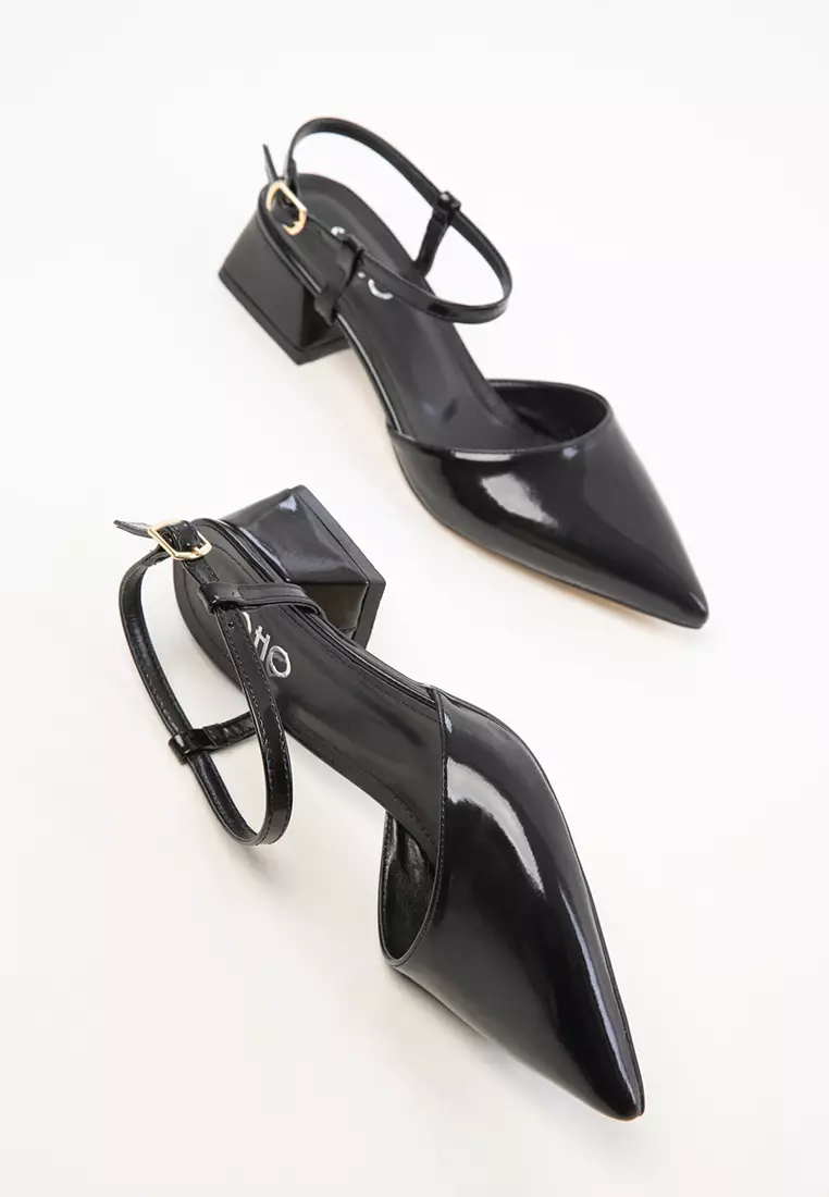 Black Patent Leather Women's Classic Heeled Shoes 20425