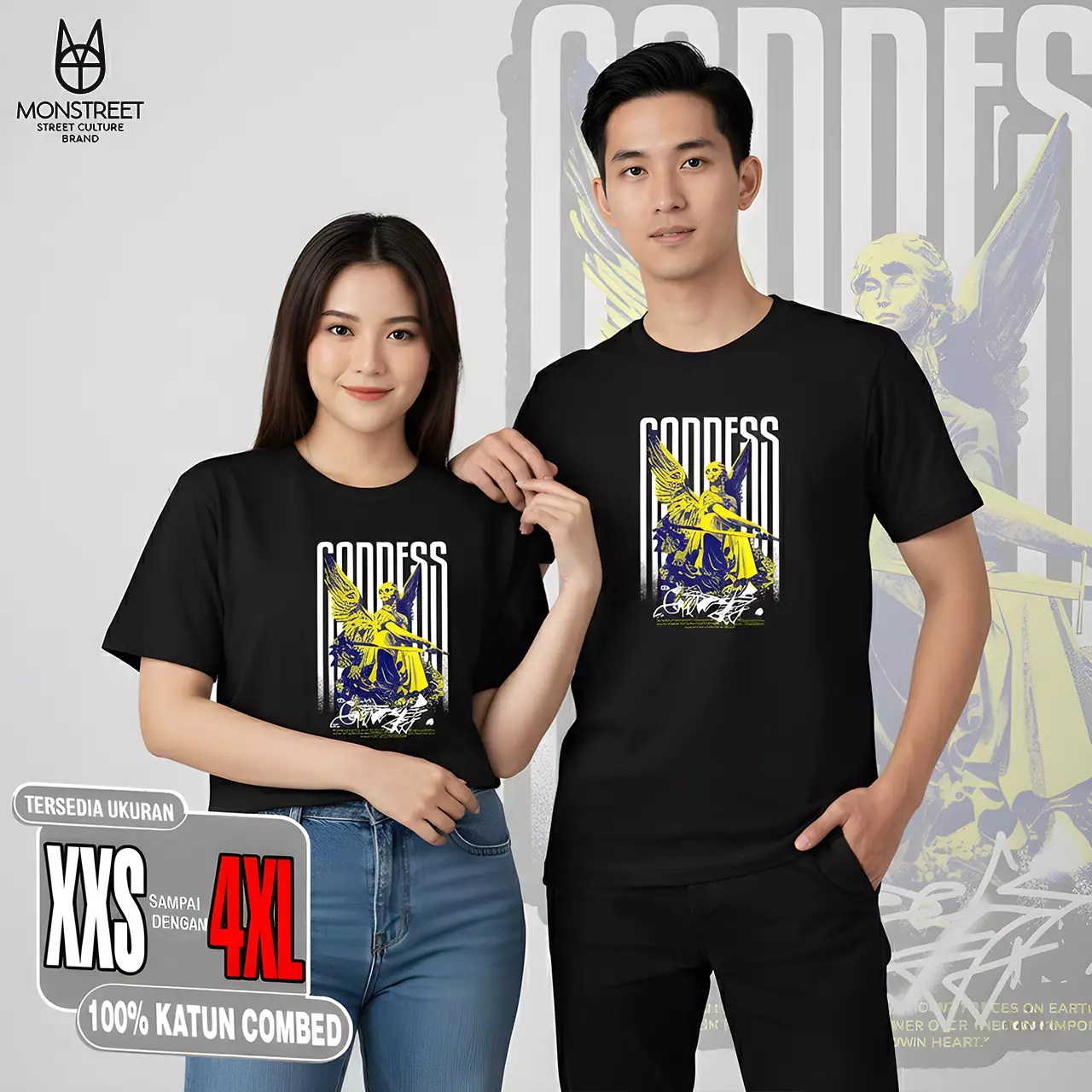 Monstreet Kaos Katun Combed 24S Grafis Reguler Fit Hitam Tshirt UTR54 Cotton Combed 24S Graphic Tshirt Regular Fit Black Tshirt