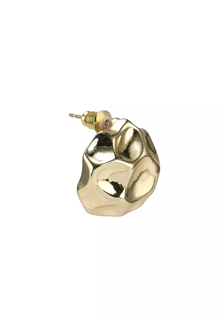 Gold hammered stud on sale earrings