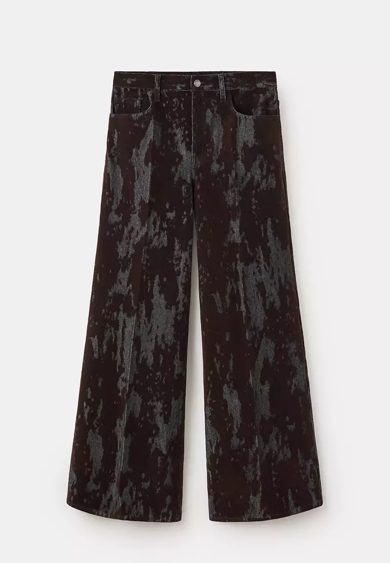 Wide-Leg Devoré Jeans