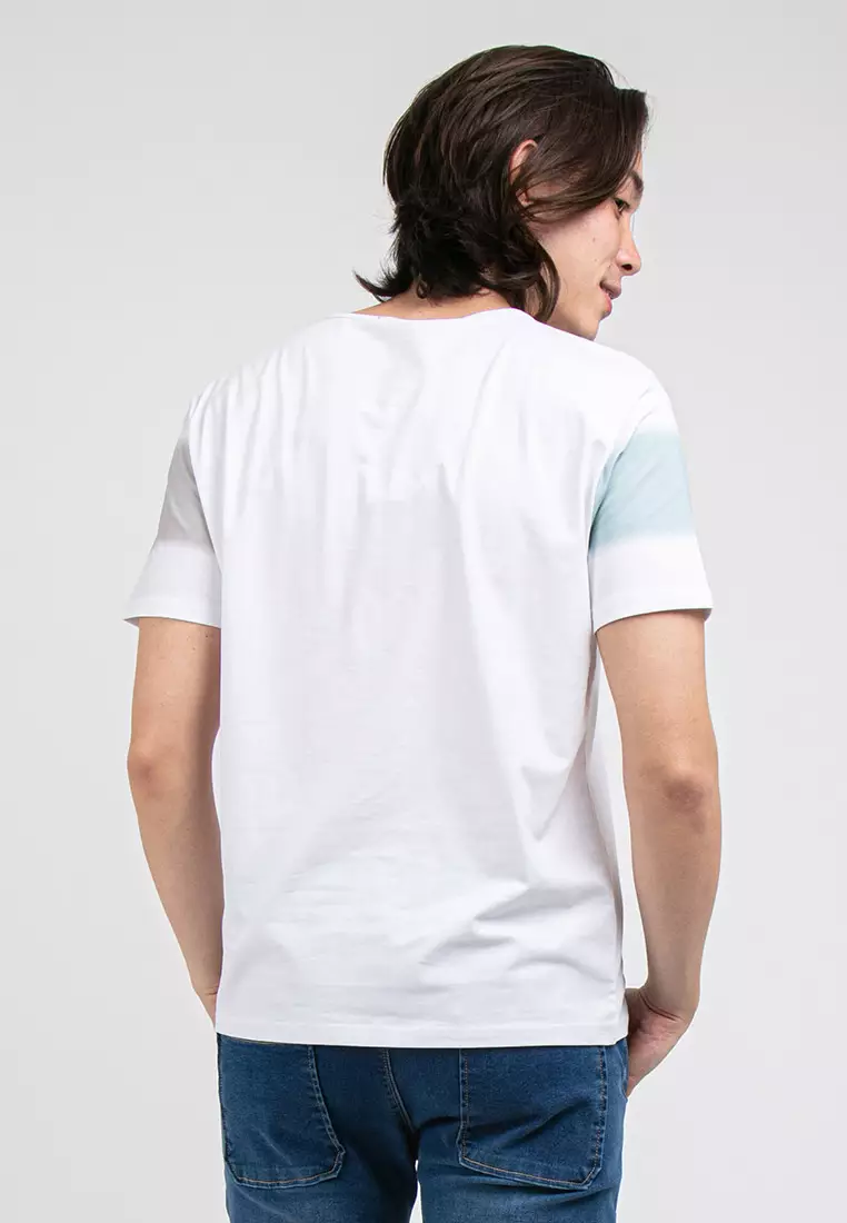Forest Stretchable Cotton 3D Effects Round Neck Tee Men - 23776-02White
