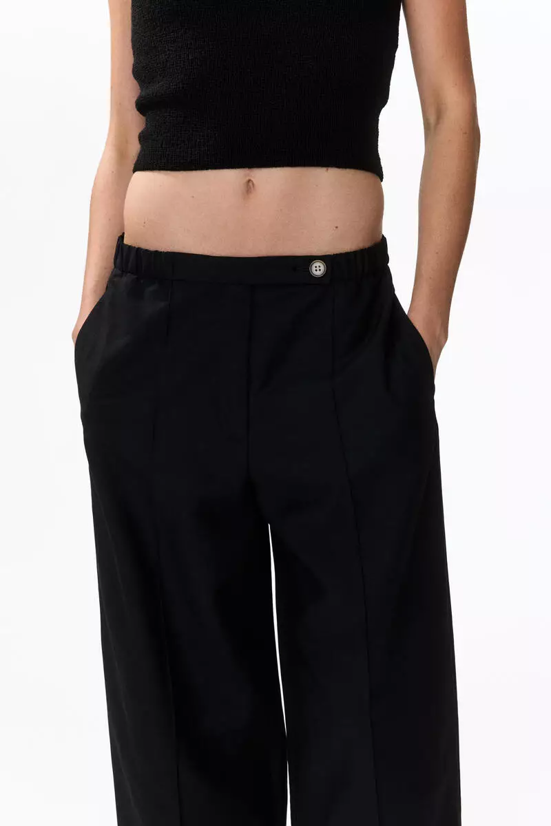 Linen-blend barrel trousers