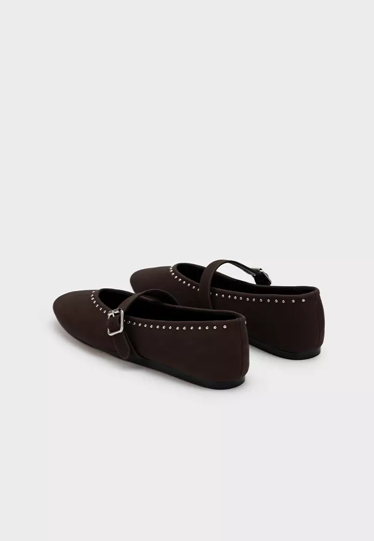 STUDDED MARY JANE FLATS