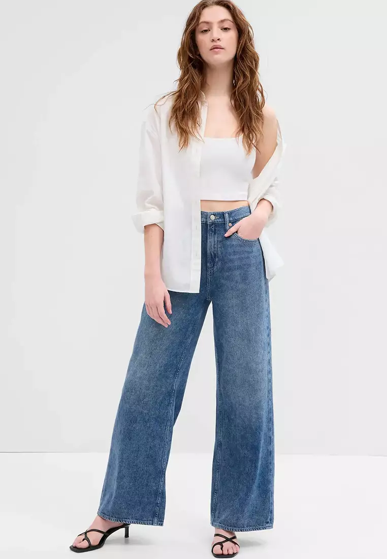 High Rise Wide-Leg Jeans With Washwell