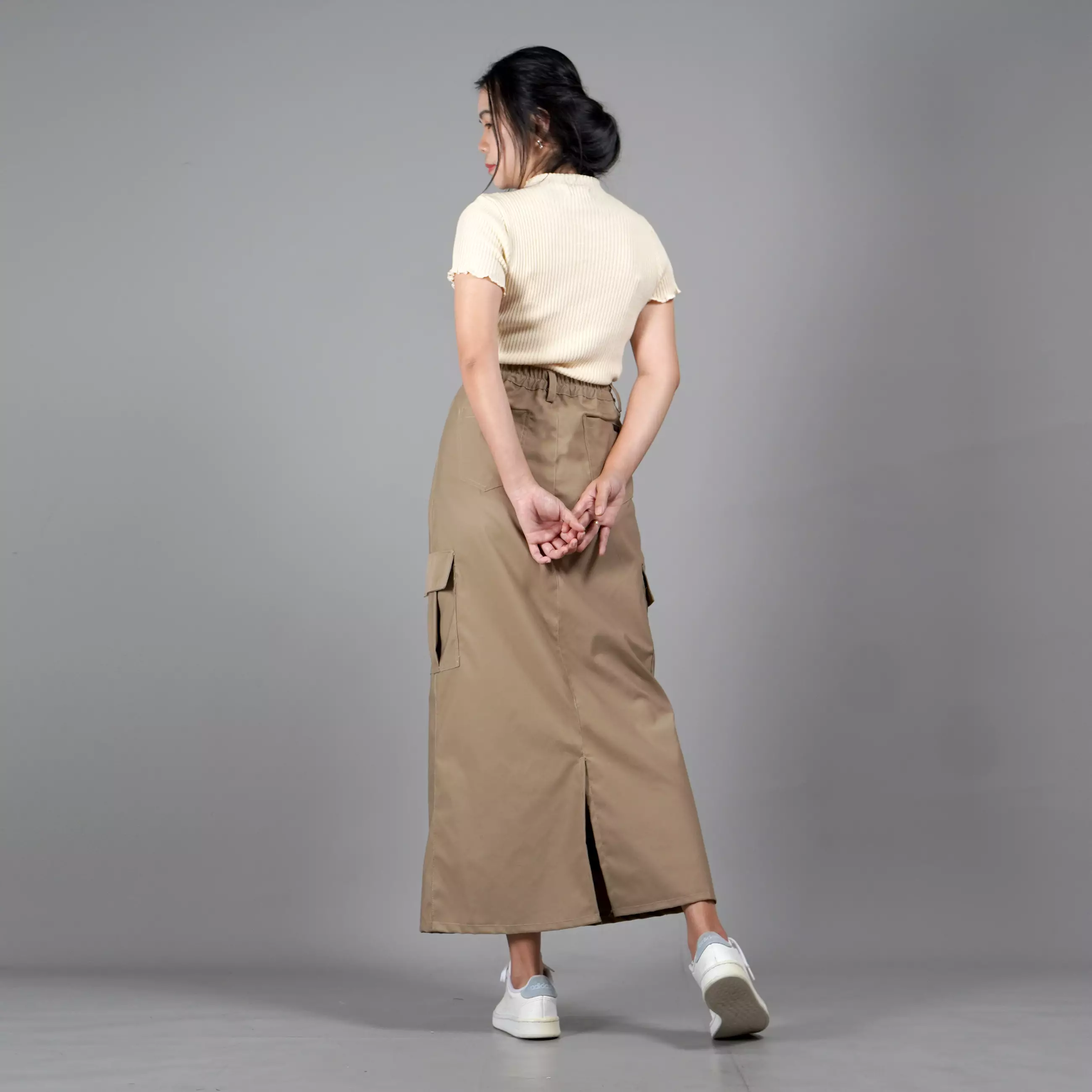  MAGGIE Rok Cargo Bawahan Wanita Kekinian Model Terbaru - KHAKI