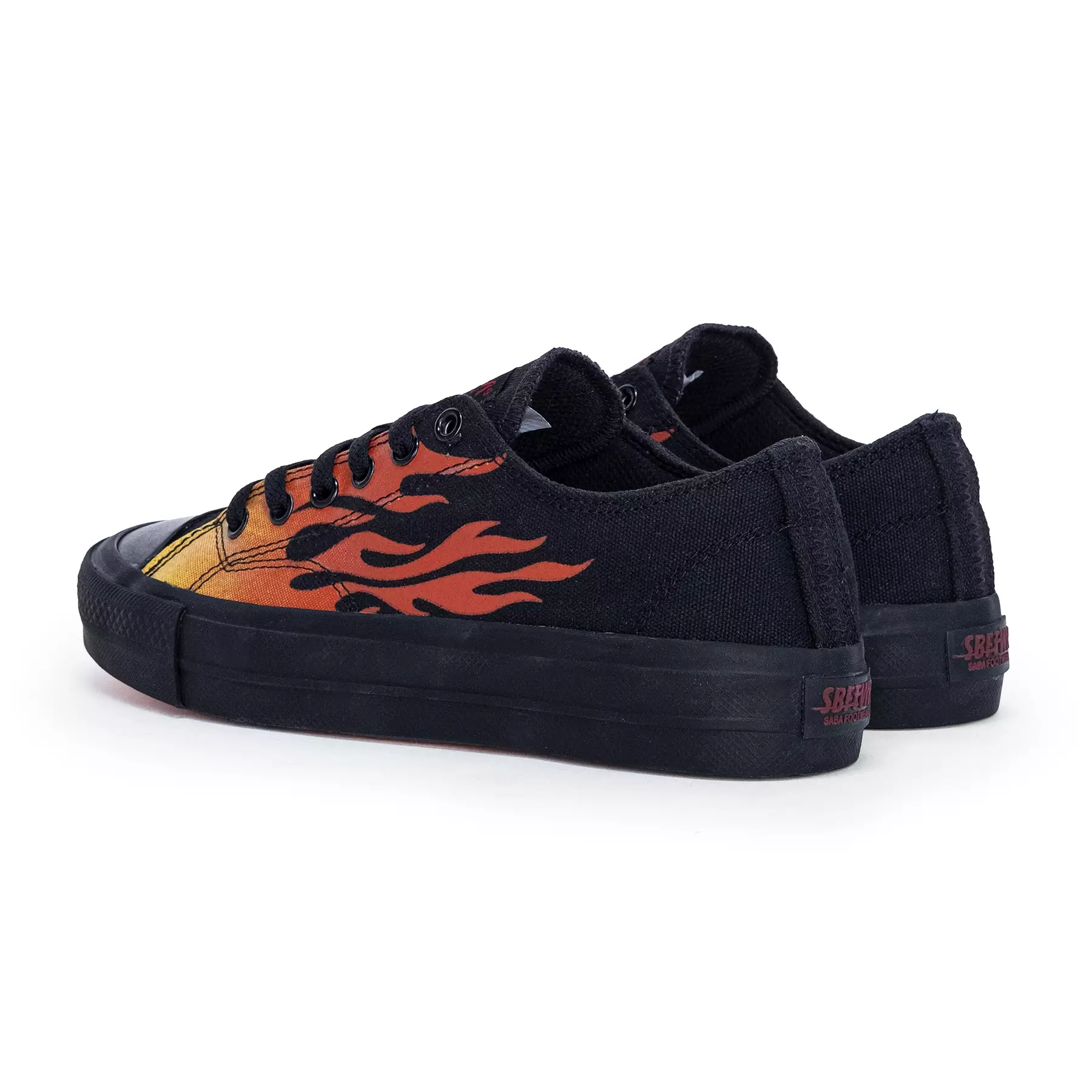 SABA Vintage Red Flame All Black - Sepatu Sneakers Casual Pria Wanita