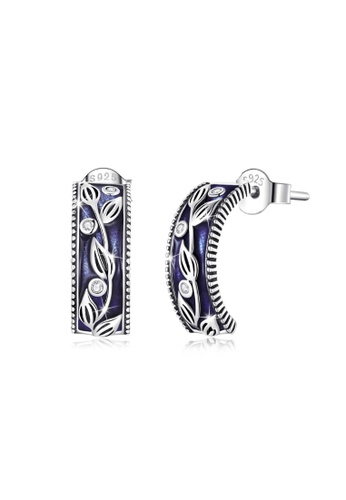 925 Signature silver 925 SIGNATURE Solid 925 Sterling Silver Purple Rainforest C-Hoop Earrings 0AA3EAC60456CFGS_1