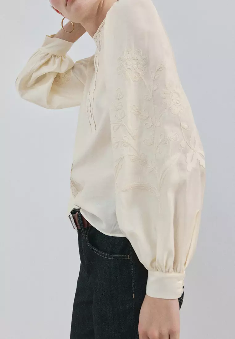 Blouse With Floral Embroidery