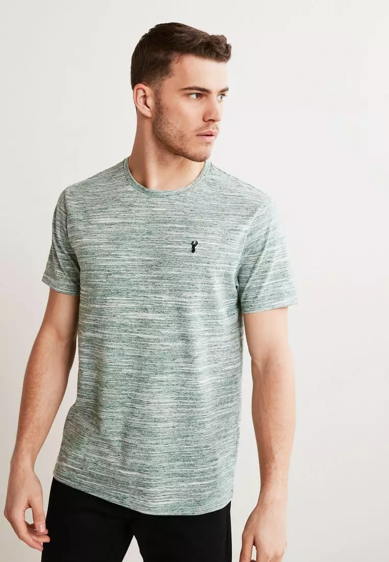 Hollister Gray Marl Two Tone Printed Cotton Round Neck Short Sleeve T-Shirt  Size