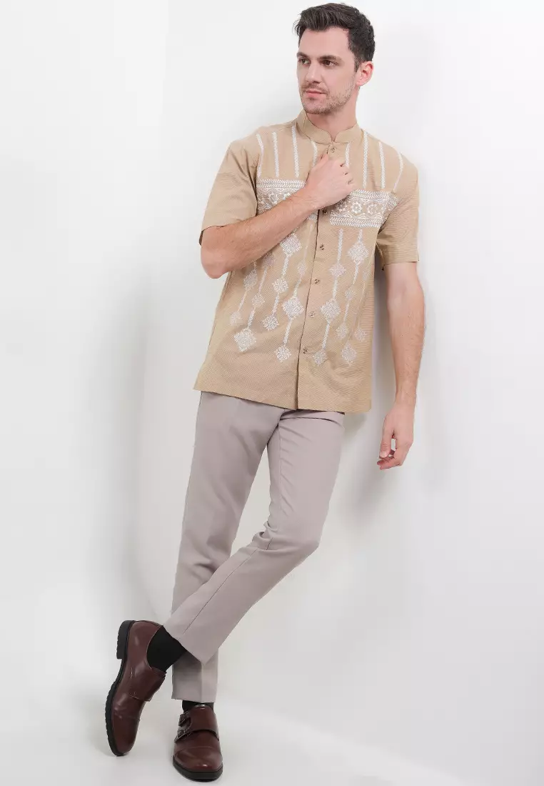 Kanaka Coklat Lengan Pendek Baju Koko