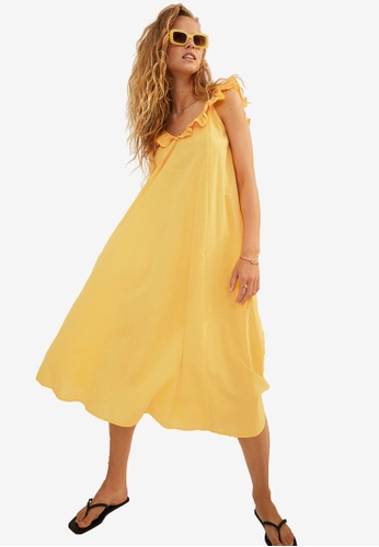 H&M yellow Flounce-Detail Dress 4484EAA813F8B6GS_1