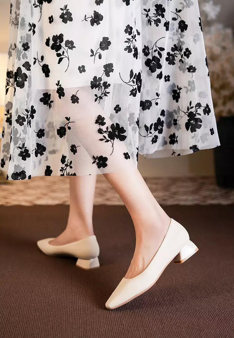 3CM Square Toe Microfiber Leather Pumps BY213-11