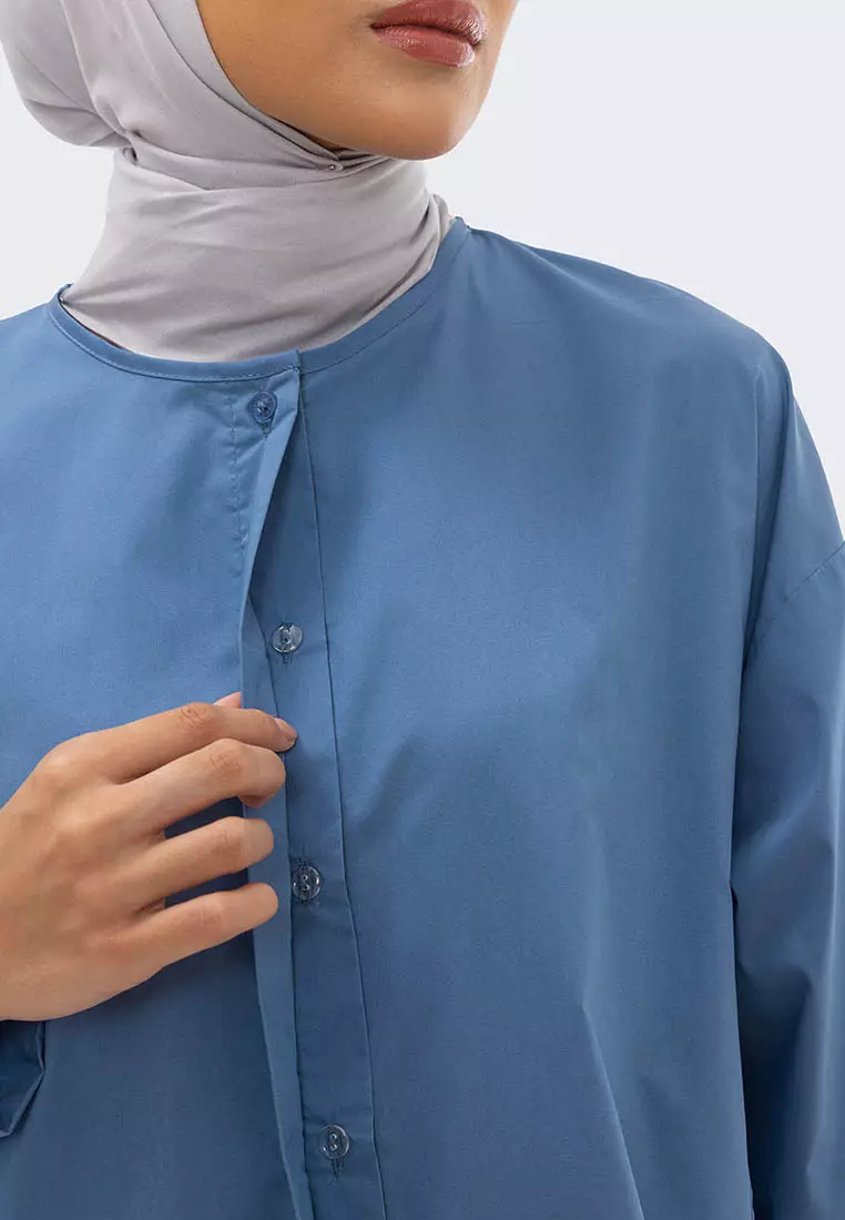 Ria Miranda Steel Blue Ginnie Top