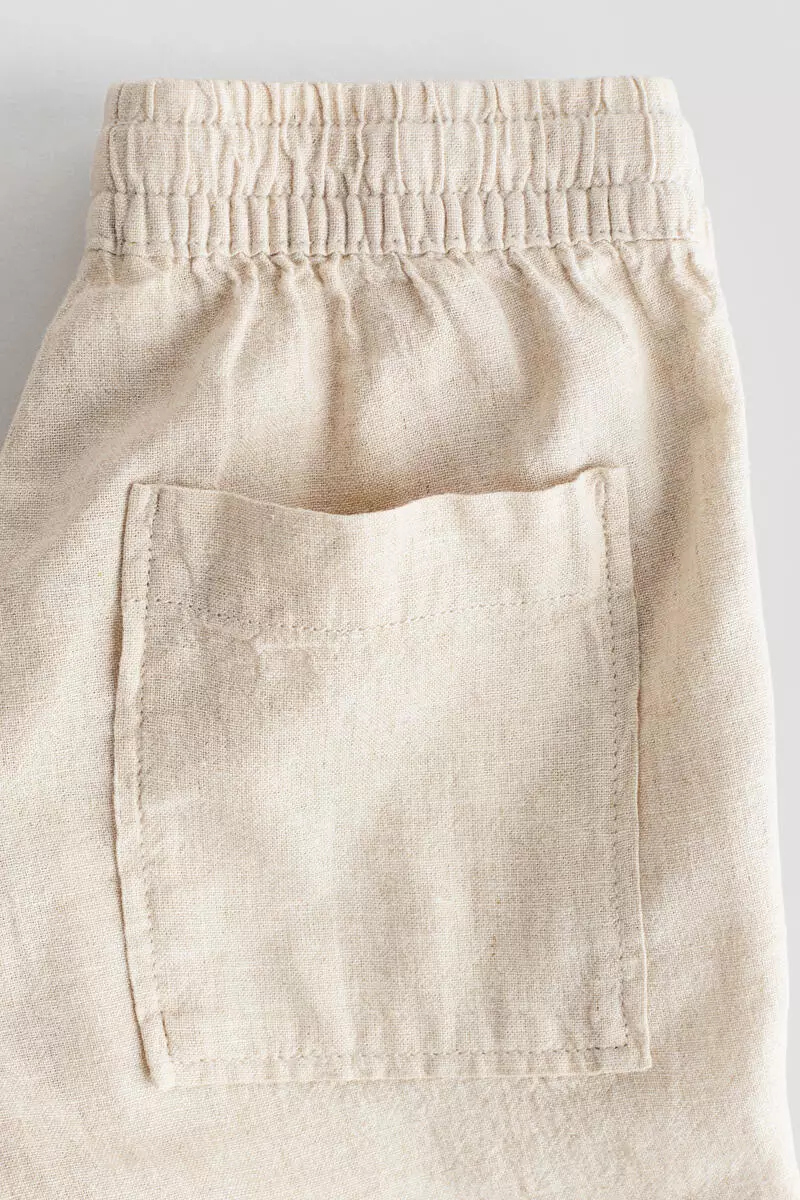 Linen-blend drawstring shorts