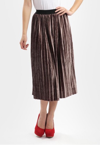A-Line Suede Skirt in Brown