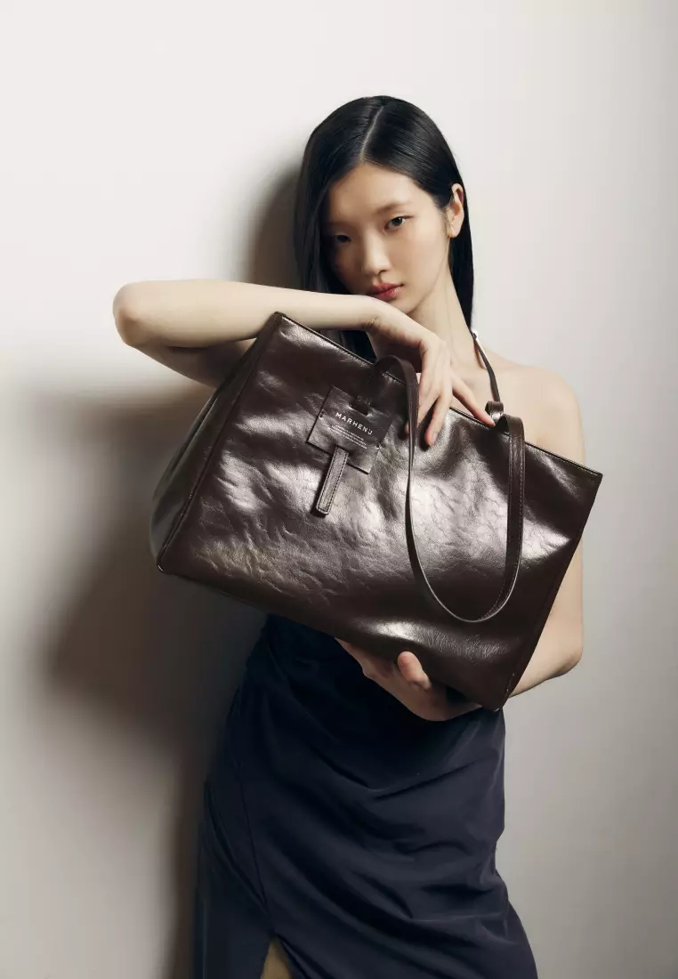 ANNA Vegan Leather Shoulder Bag Brown