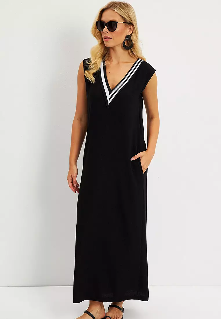 Jual Cool Sexy Sleeveless V-Neck Maxi Dress Original 2025