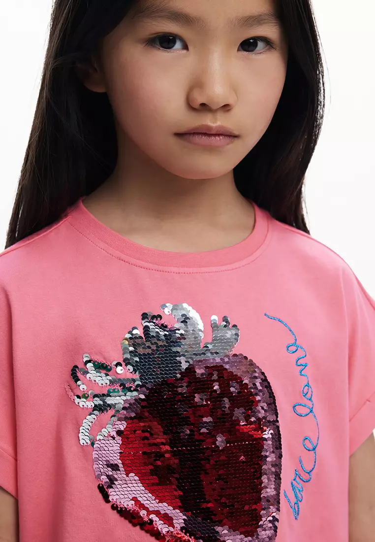 Strawberry sequin cropped T-shirt
