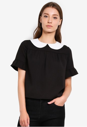 Get Wallpaper Jual Zalora Basics Basic Peter Pan Collar Frill Blouse Original HD