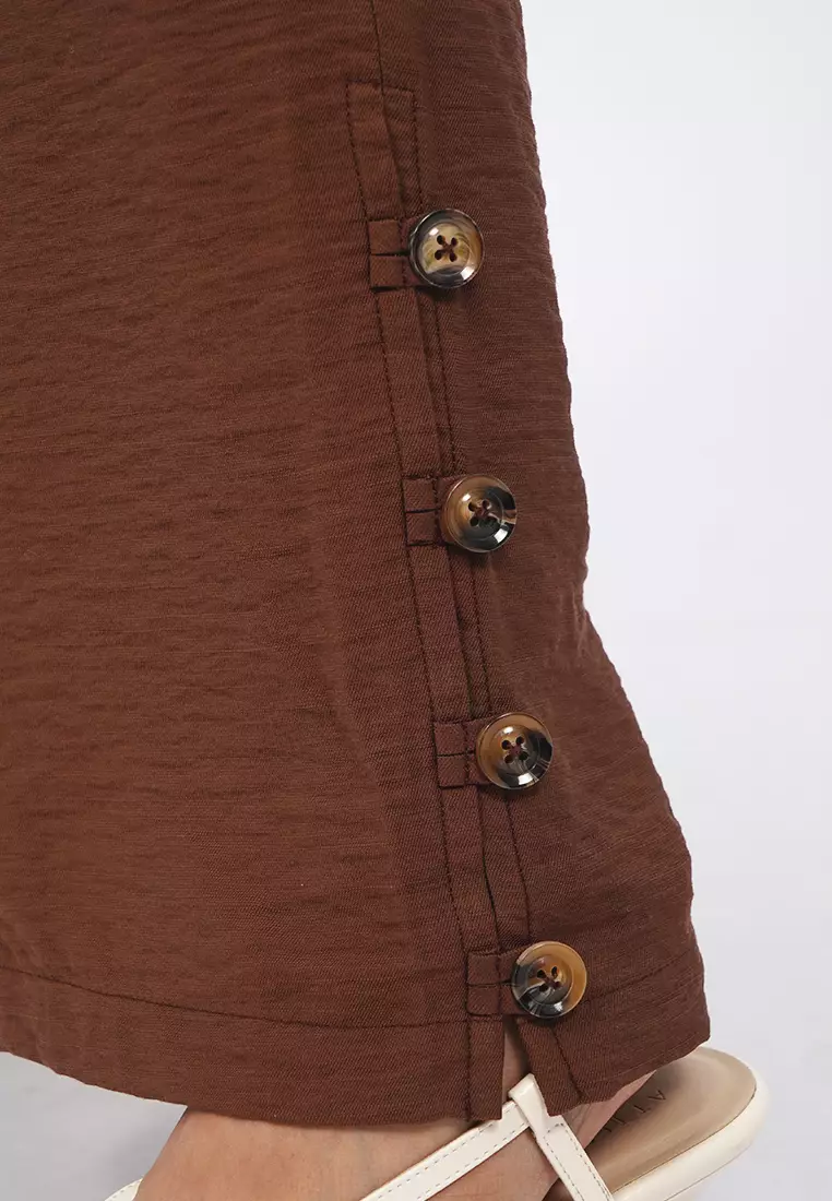 Button Details High Waist Pants