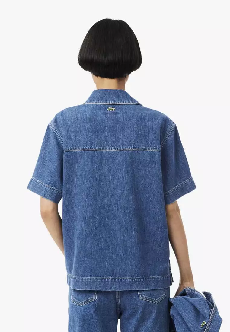 Oversized Lightweight Denim Polo Shirt