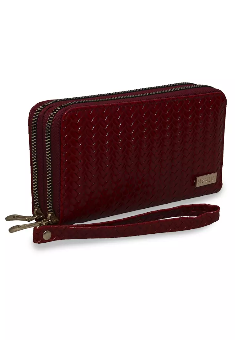 Dyara Dompet Panjang Wanita Desain Elegan Long Wallet with Short Strap Material Leather ORIGINAL - Red