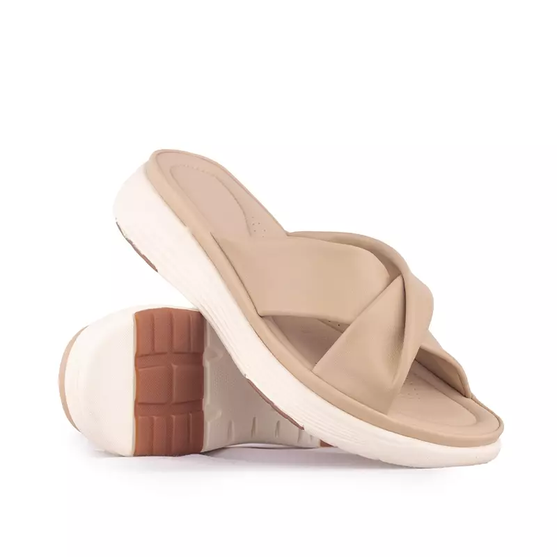 Sandal Strap Sling Back Wanita Casual Gino Mariani Brielle Apricot