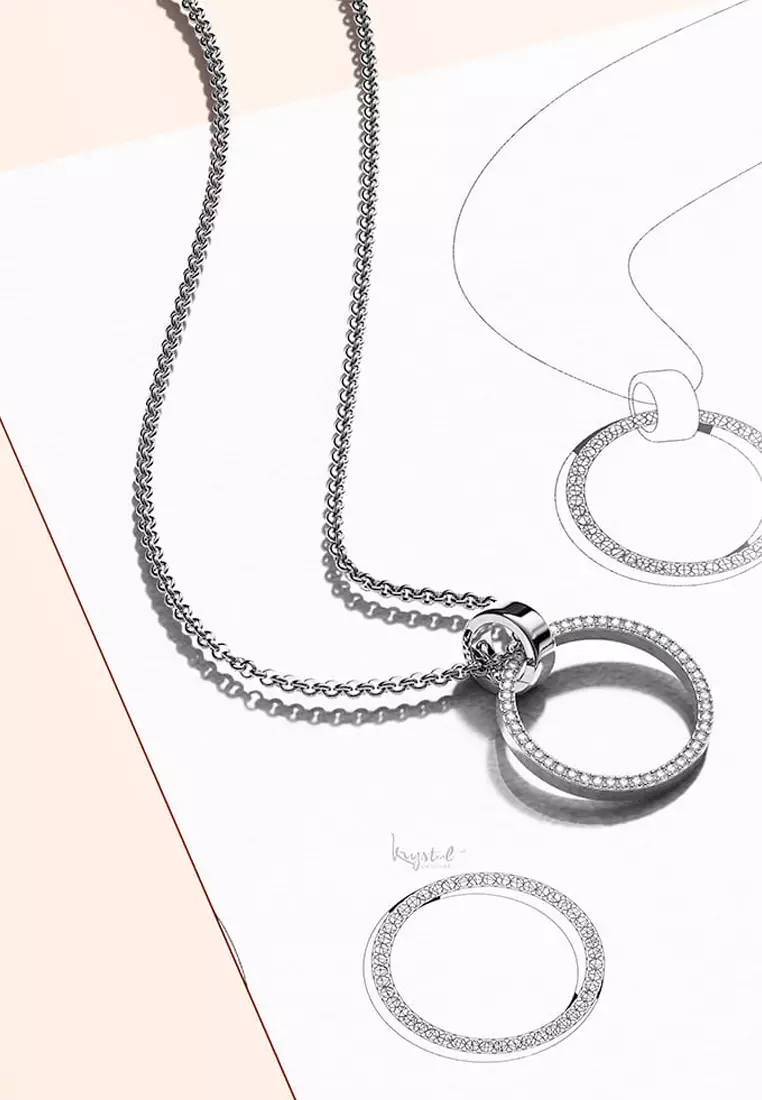 Orbit of Charm Necklace Embellished with SWAROVSKI® Crystal in White Gold 