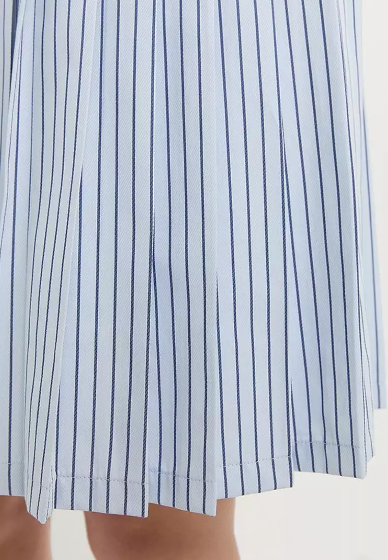 Pleated Striped Skirt
